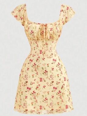 SHEIN Floral Mini Dress in Yellow and Pink